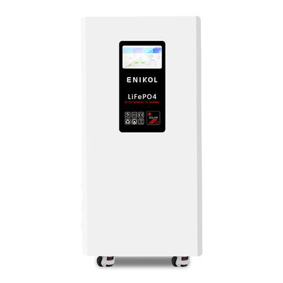 7インチタッチスクリーン 51.2V 300AH 15.36KWH 容量 家庭用エネルギー貯蔵 バッテリー 輪付き